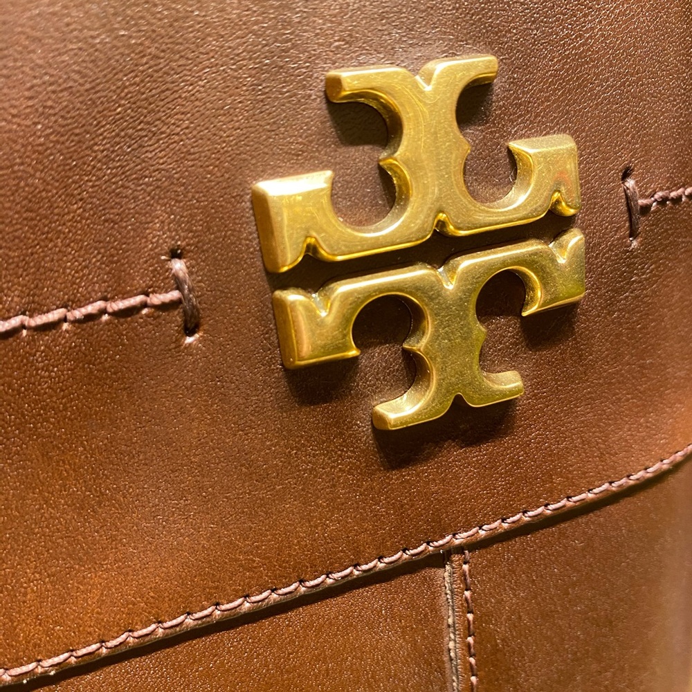 Tory Burch Everly Riding Calf Leather Boots Brown - Picture 7 of 12